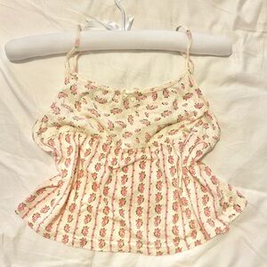 Dainty floral yellow and pink tank top rare Disney Y2K